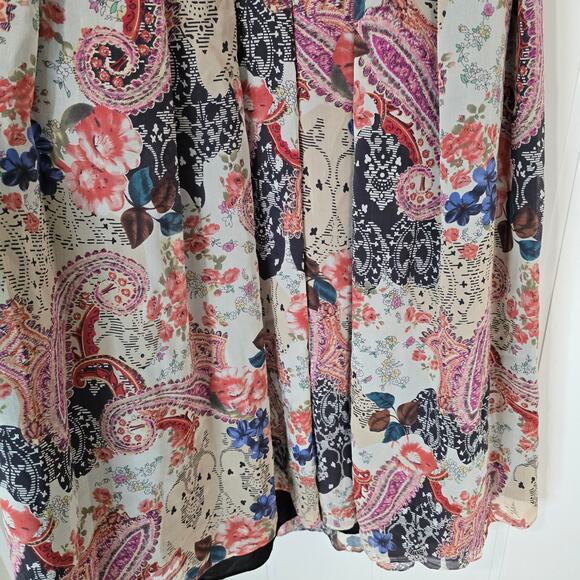 Adrianna Papel Silk Halter Dress Paisley Chiffon Fit Flare Lined Size 14 - Picture 6 of 12